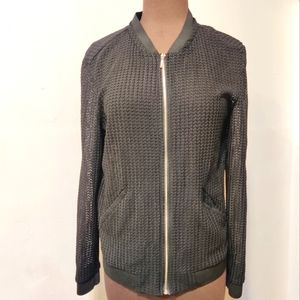 Zara Mesh Bomber Black Jacket Size M